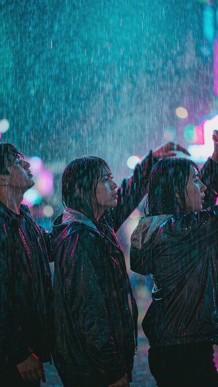 Wet alley AI night dance scene